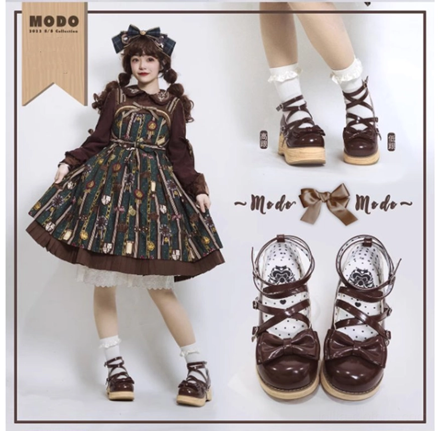 Black sweet lolita platform Mary Jane shoes size comparison with measurement scale showing true proportions