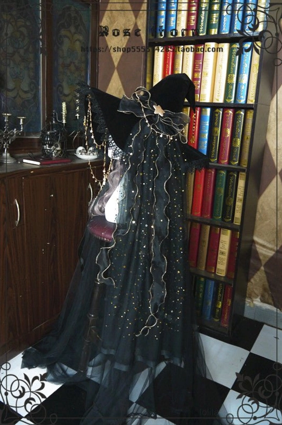 Premium black velvet lolita witch hat construction detail showing double-sided fabric quality and craftsmanship for gothic lolita fashion
