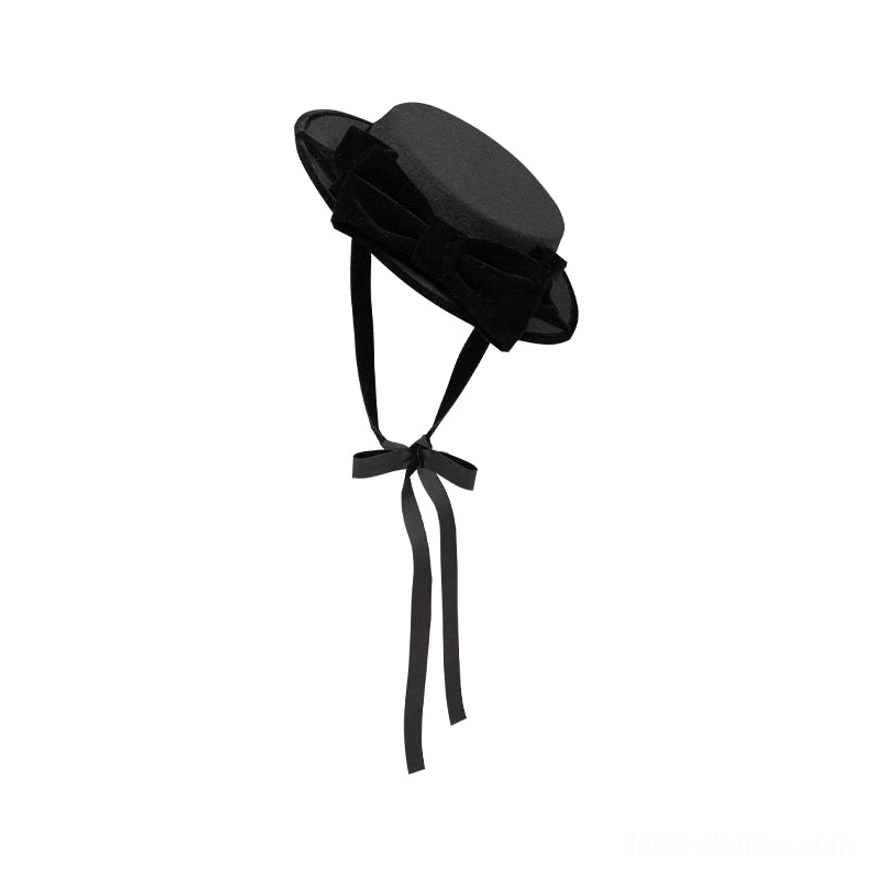 Black Victorian beret hat accessory for lolita OP dress one-size-fits-most vintage style
