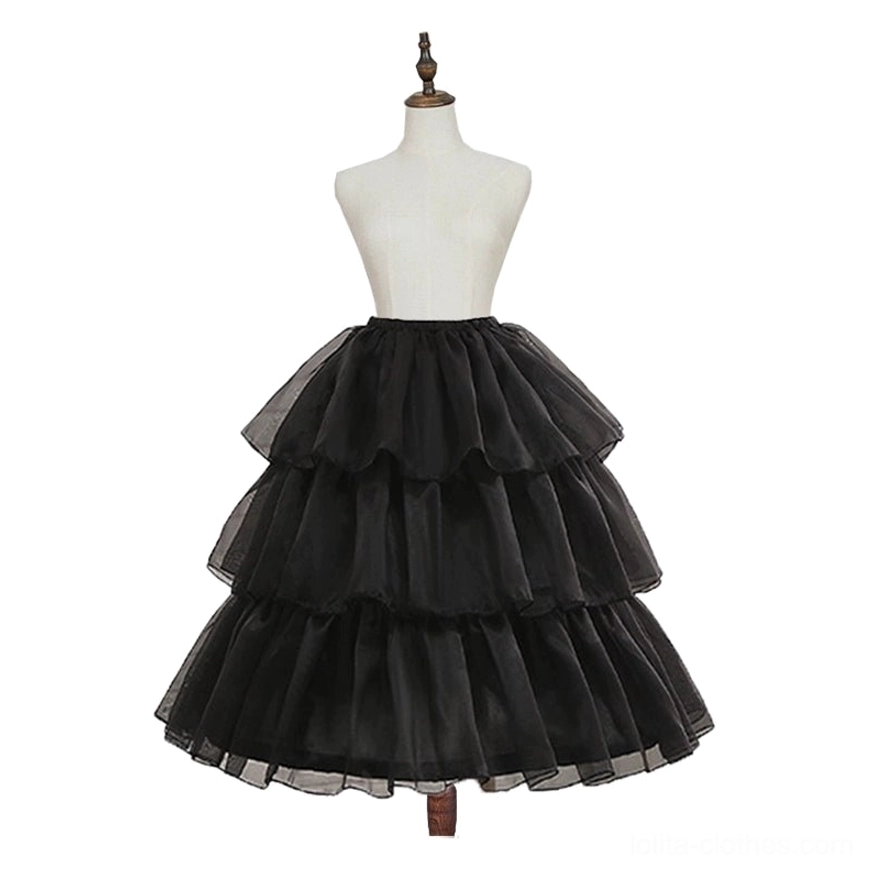 Black voile lolita petticoat lightweight adjustable volume one size classic gothic aesthetic