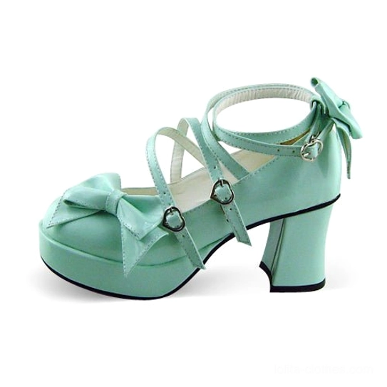 Black and white sweet Lolita Mary Jane platform shoes side-by-side comparison showing color contrast and design consistency across colorways