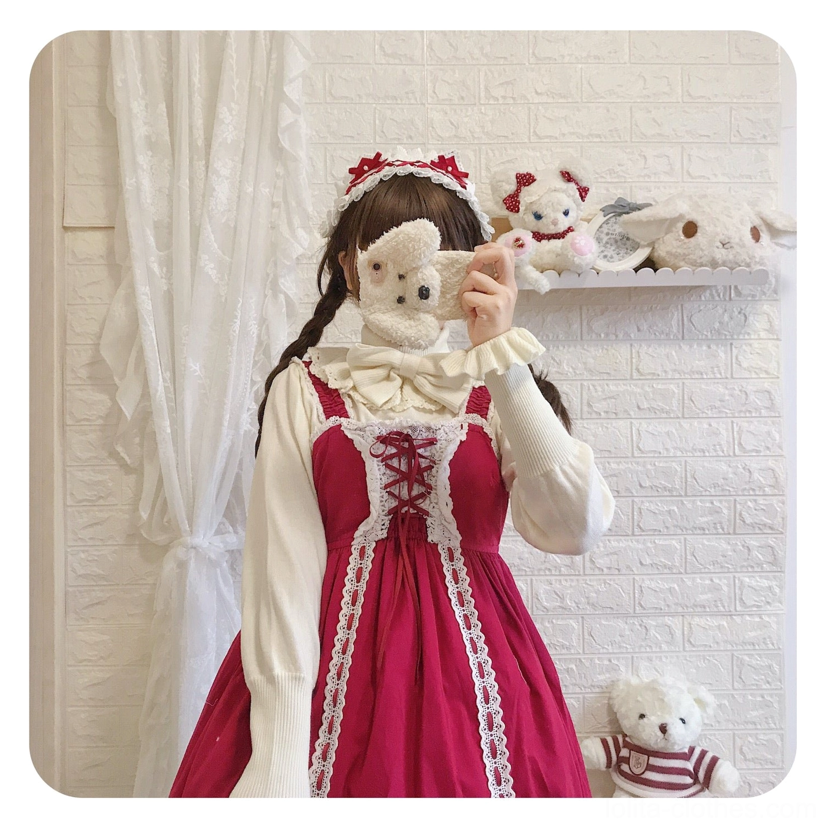 Black wool lolita sweater coordination styling dark gothic-sweet aesthetic layering with jsk dress