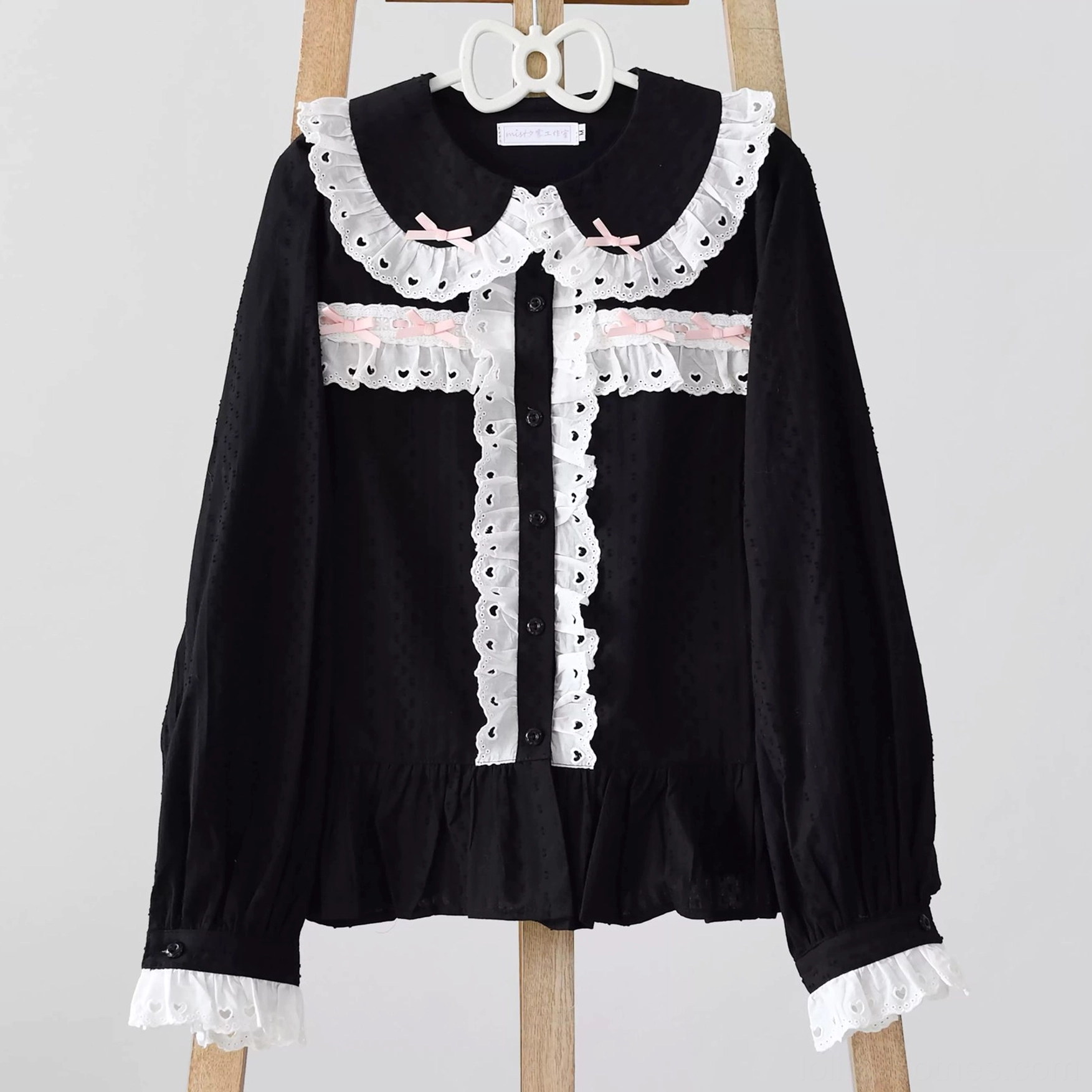 Blackpink sweet lolita doll collar blouse cotton long sleeve puff sleeves romantic lolita fashion