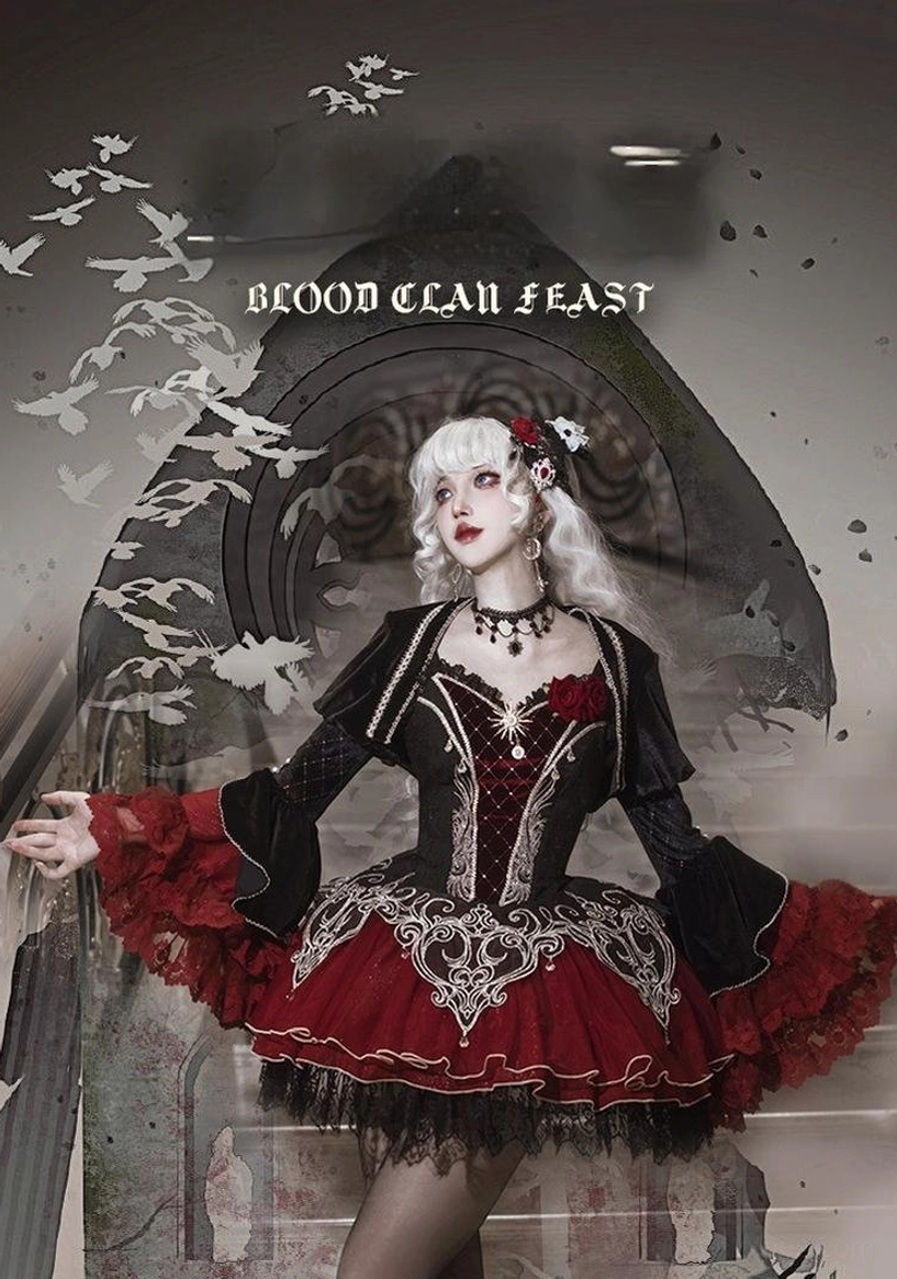 Blood Clan Feast gothic lolita promotional poster campaign black red design birds silhouette