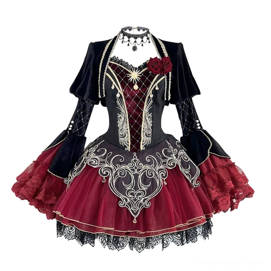 Blood Feast gothic lolita JSK complete set with bolero coat all sizes S M L black red jumper skirt