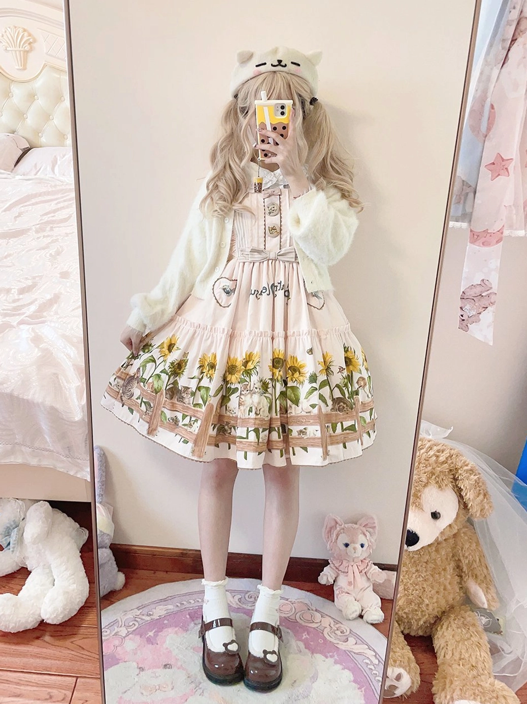 Blue JSK only variant of country lolita jumper skirt shown as product display