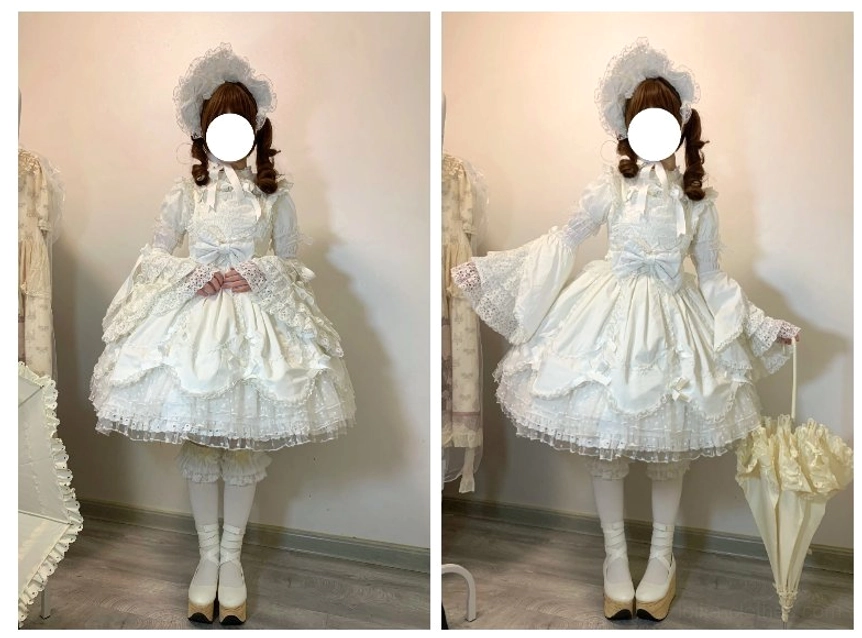 Blue-green sweet Lolita bonnet with lace edge bow design and candy decoration accessory