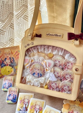 Blue kawaii lolita checkered itabag versatile gothic coordinate dark academy themed anime card display shoulder bag