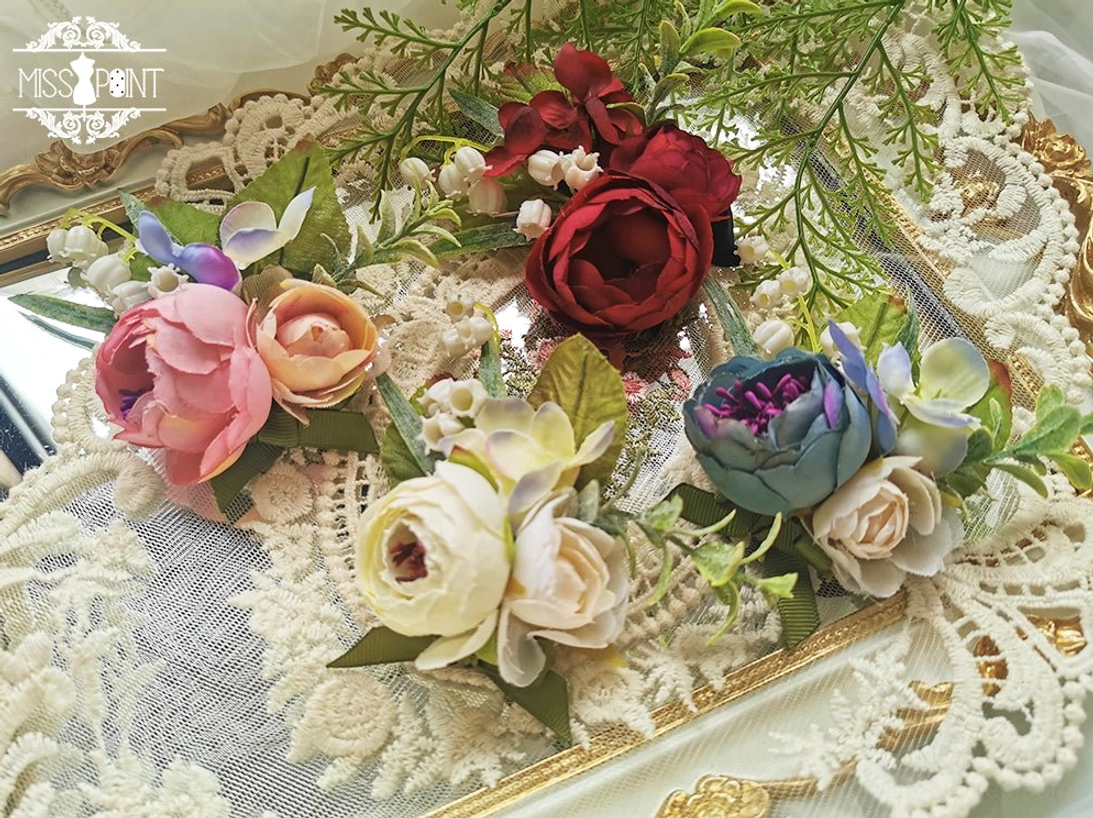Blue lolita dual-use small flower accessory delicate design convertible clip and pin attachment versatile styling option