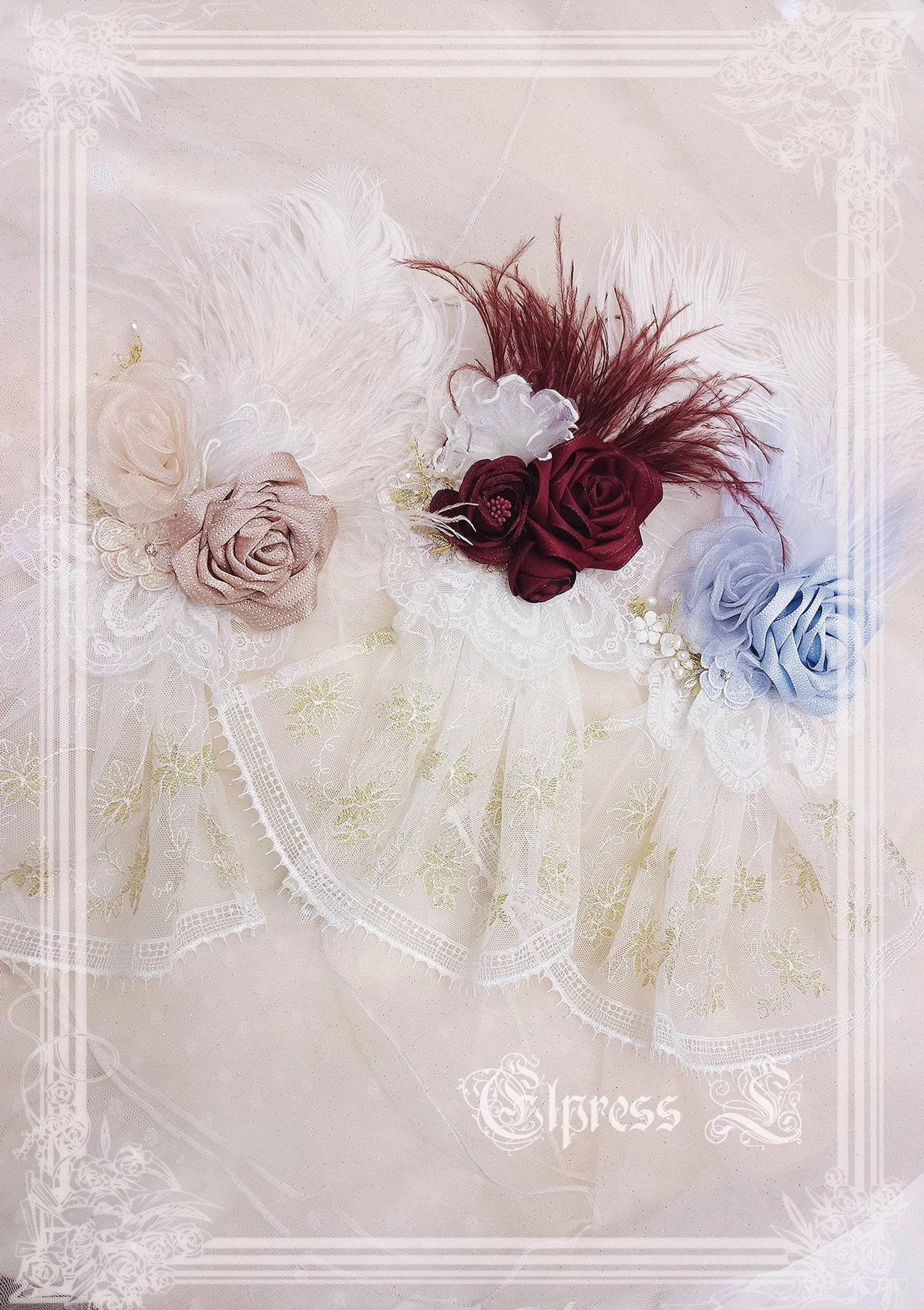 Blue slate lolita mesh veil dual-purpose with decorative bow and mesh side panels styling versatility festive accent