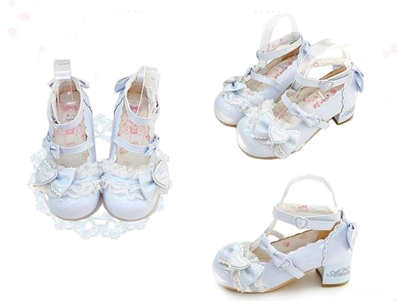 Blue sweet lolita mary jane heels in multiple sizes 34-41 color variant product display all available sizes