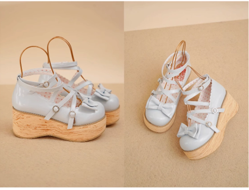 Blue sweet lolita platform Mary Jane shoes versatile styling multiple outfit combination ideas