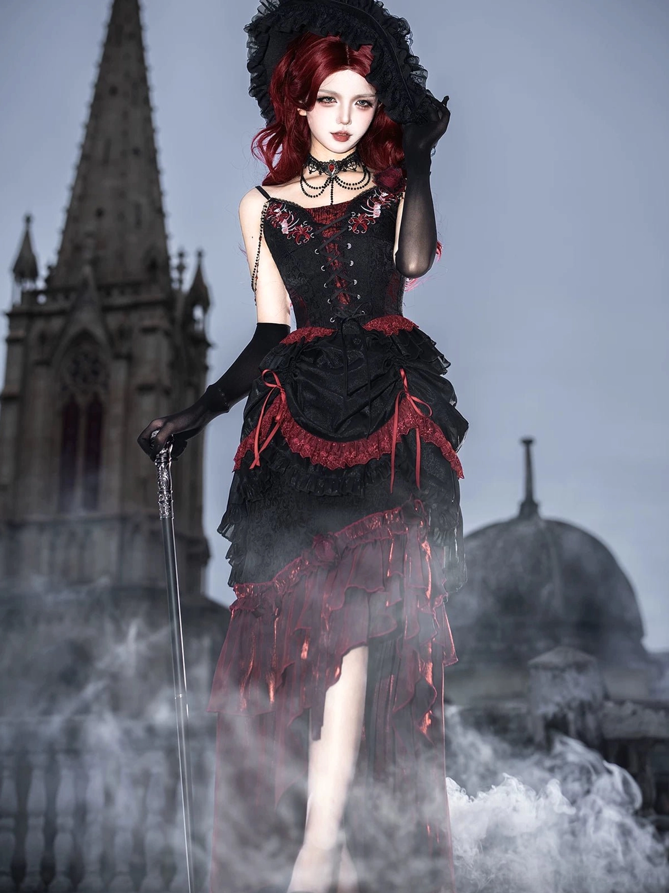 Bone Rot Bloom skirt layering system short and long skirt combined stacked silhouette styled view