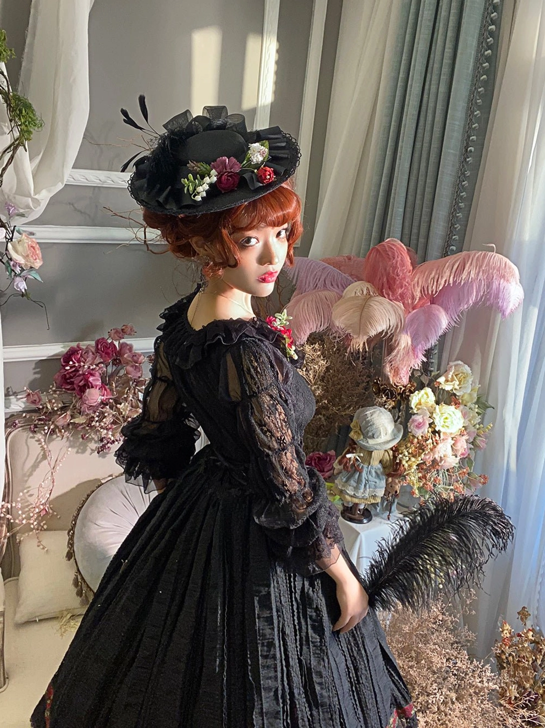 Botanical symbolism lolita blouse lotus root sleeves editorial fashion photography