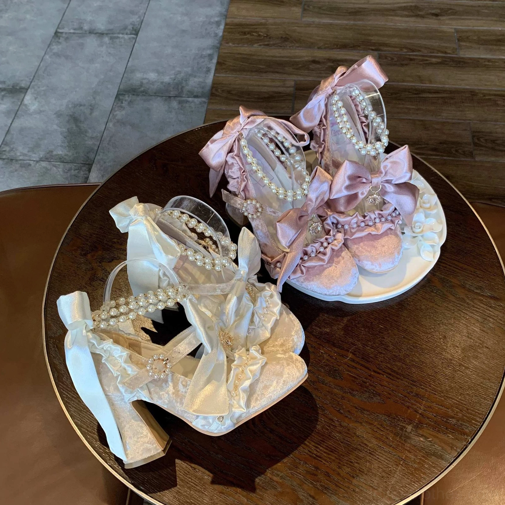 Brown Classic Lolita block heel shoes featuring trapezoidal heel design combining block heel stability with elegant stiletto proportions and adjustable lace closure