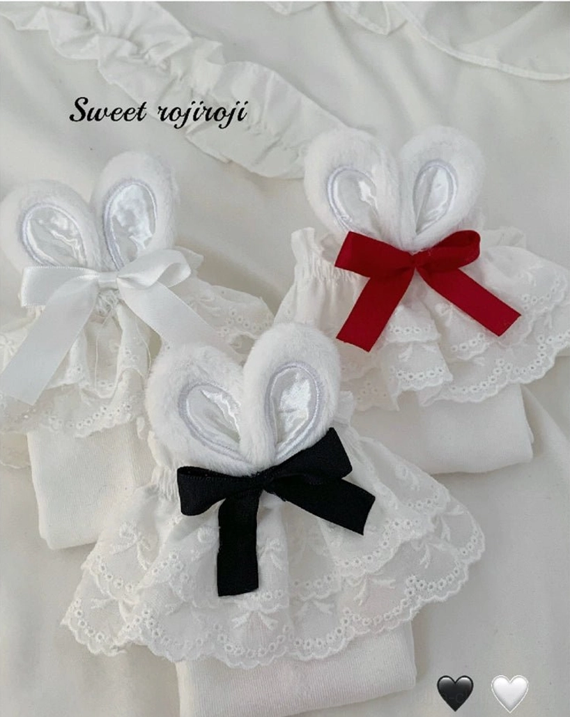 Bunny ear lace lolita short socks versatile color palettes sweet fashion coordinate collection building