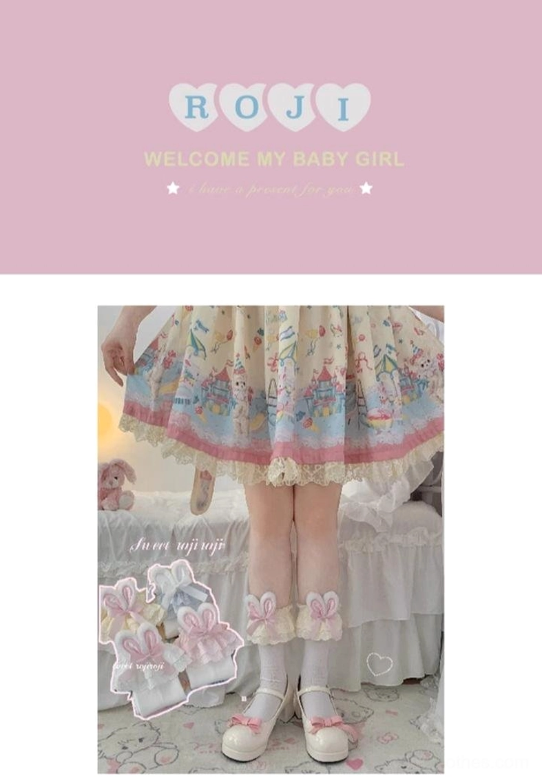 Premium cotton bunny ear lolita short socks hand wash care maintenance instructions durability