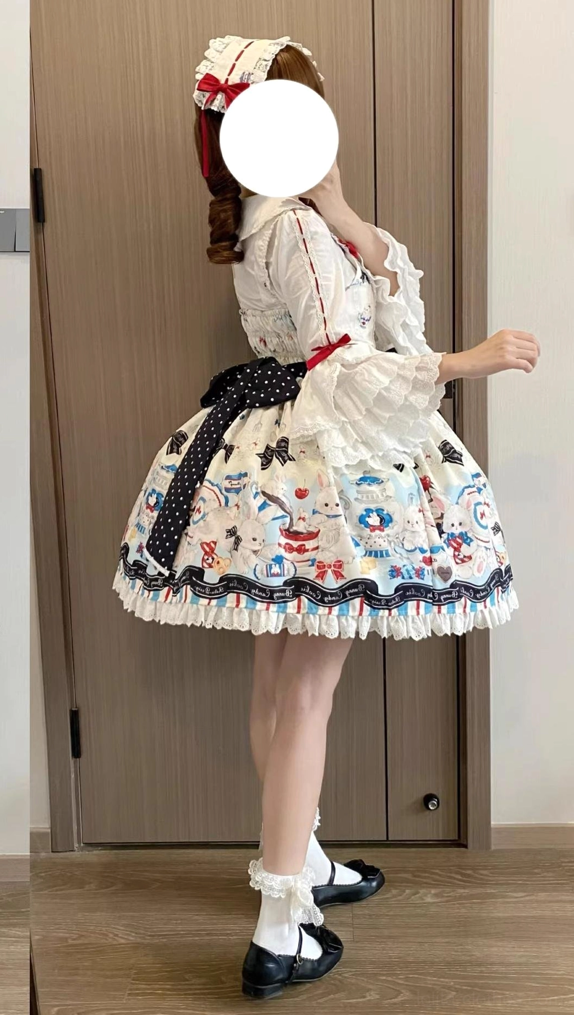 Bunny-Ear Shirt front view novelty bunny ear neckline sweet lolita coordinate optional layering piece