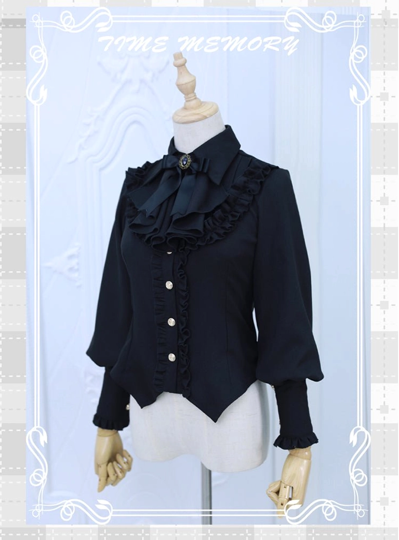 Burgundy Lolita blouse formal coordinate with jumperskirt and decorative pieces convention worthy ensemble
