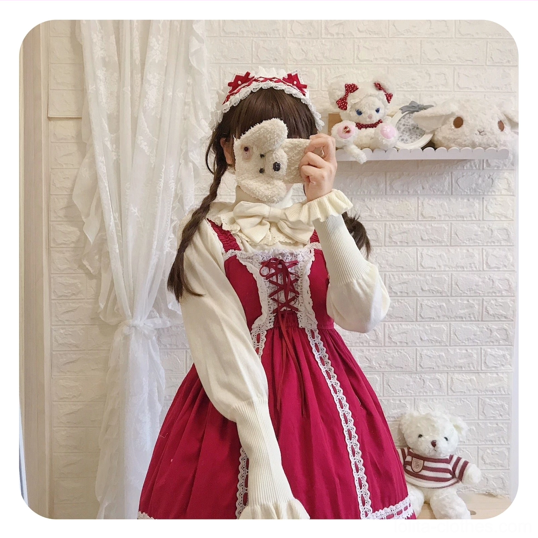 Caramel wool lolita sweater coordination styling warm neutral tone with lolita accessories aesthetic