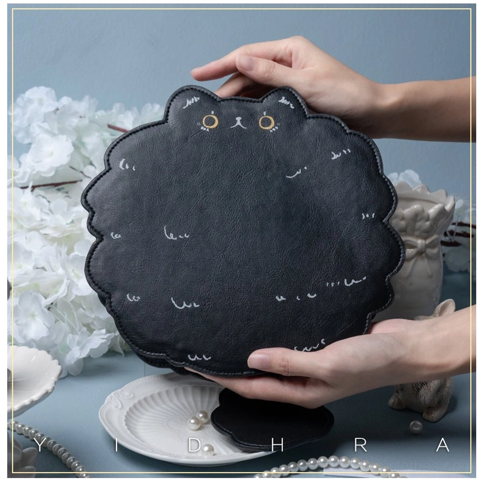 Kawaii cat leather shoulder bag product showcase with multiple styling options for different lolita aesthetic preferences