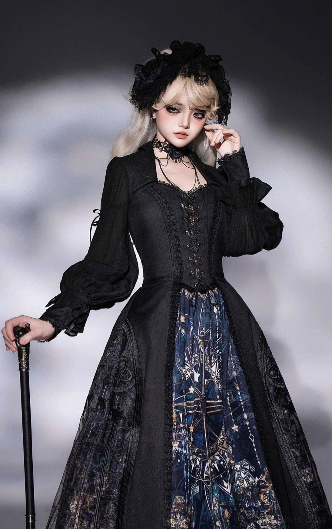 Cathedral print gothic lolita skirt vintage mysterious charm delicate lace hem classic design everyday wear long version showcase