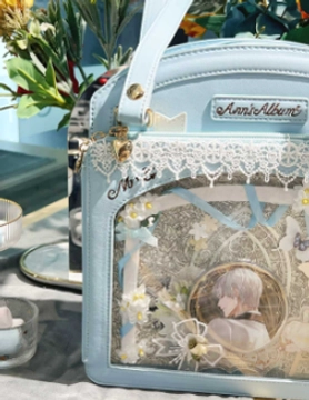 Checkered lolita itabag PU leather material quality construction durable vegan alternative easy maintenance anime display