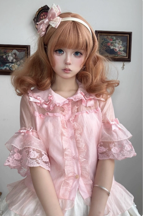 Chiffon blouse only for layering with old school Lolita JSK dress providing romantic and elegant styling option