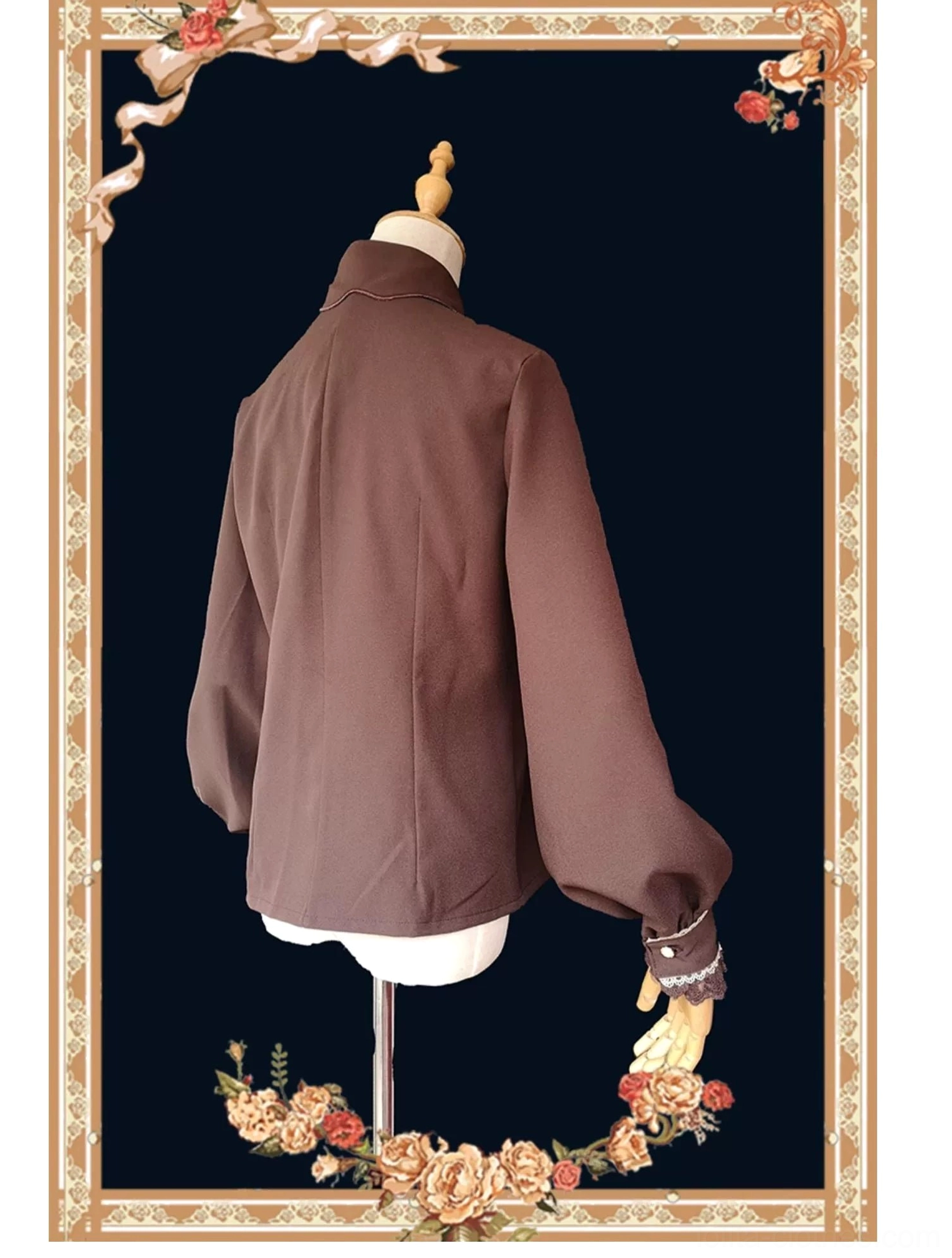 Chocolate carousel lolita salopette jsk dress set white blouse front mannequin display studio photography