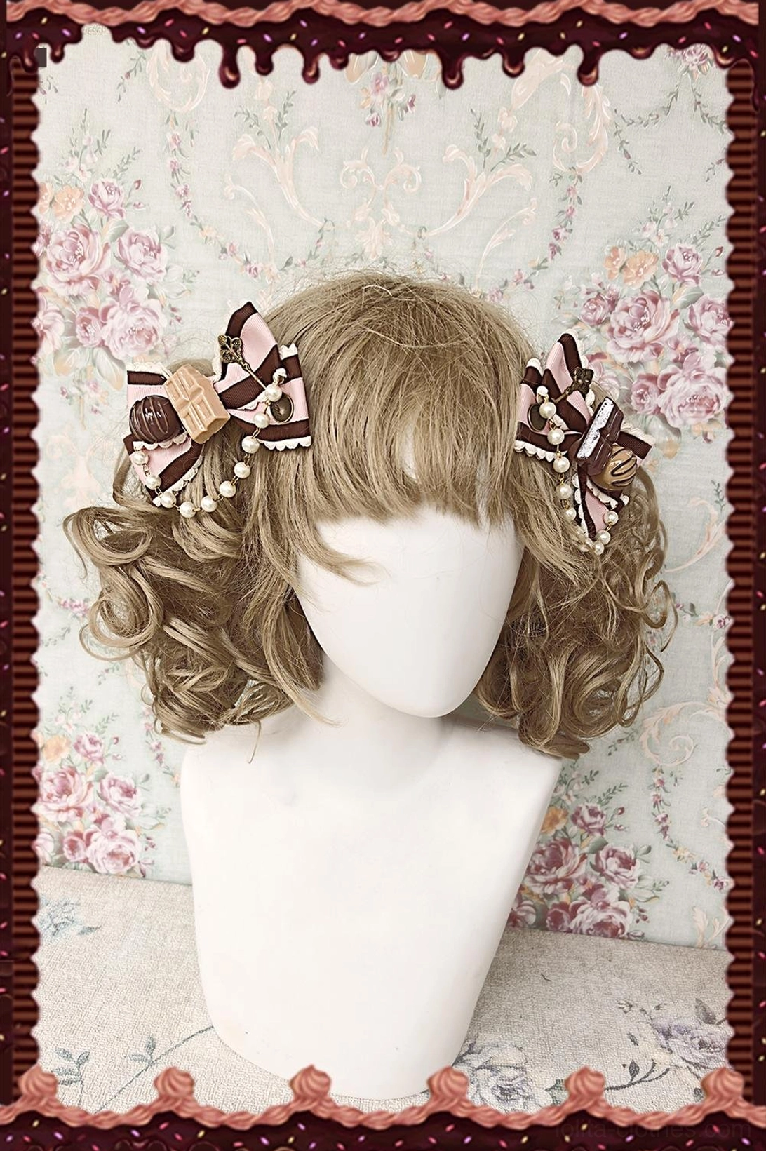 Chocolate carousel lolita salopette dress khaki KC hair clip accessory separate purchase coordinate option