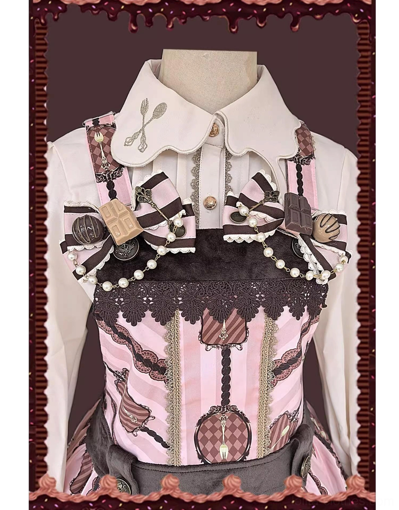 Chocolate carousel lolita salopette dress pink color KC hair clip accessory coordinate separate purchase