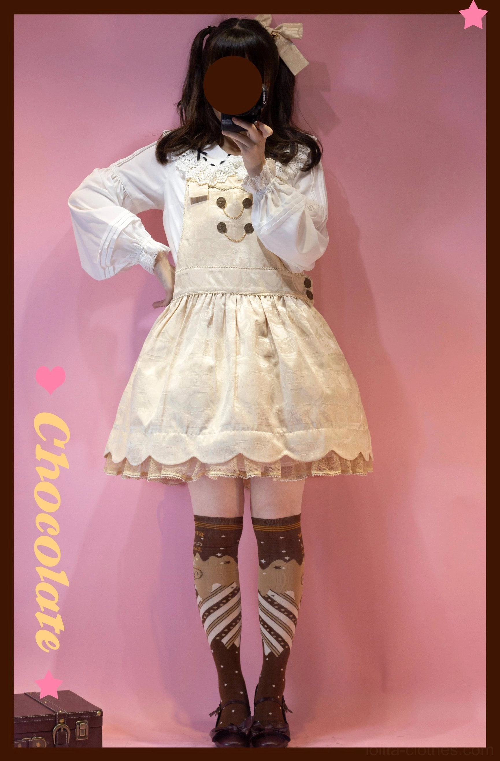 Over-the-knee chocolate lolita socks styling with knee-high boots elongated silhouette gothic aesthetic coordinate
