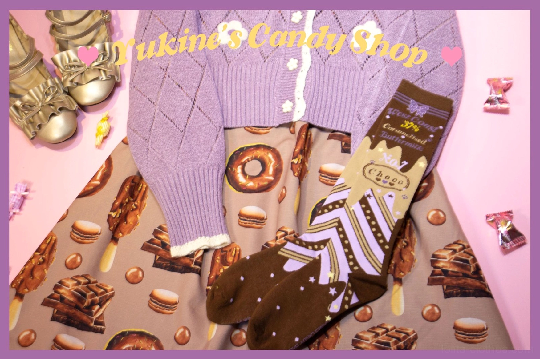 Chocolate lolita socks complete range all colors mint strawberry honey taro comprehensive collection display together