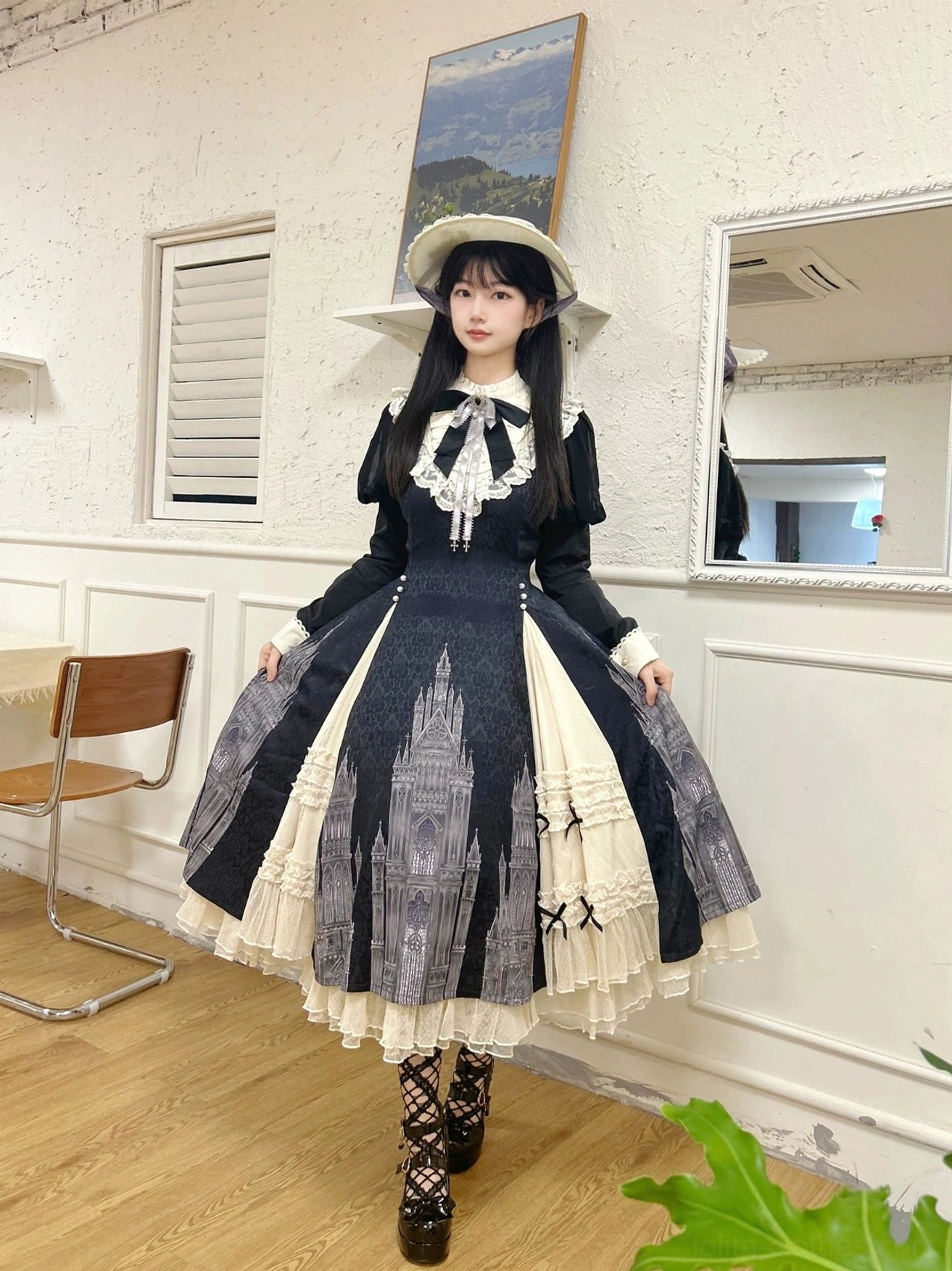 Church Bell gothic lolita OP dress layered styling with cardigan outerlayer and structured cape showing versatile outfit building for different occasions
