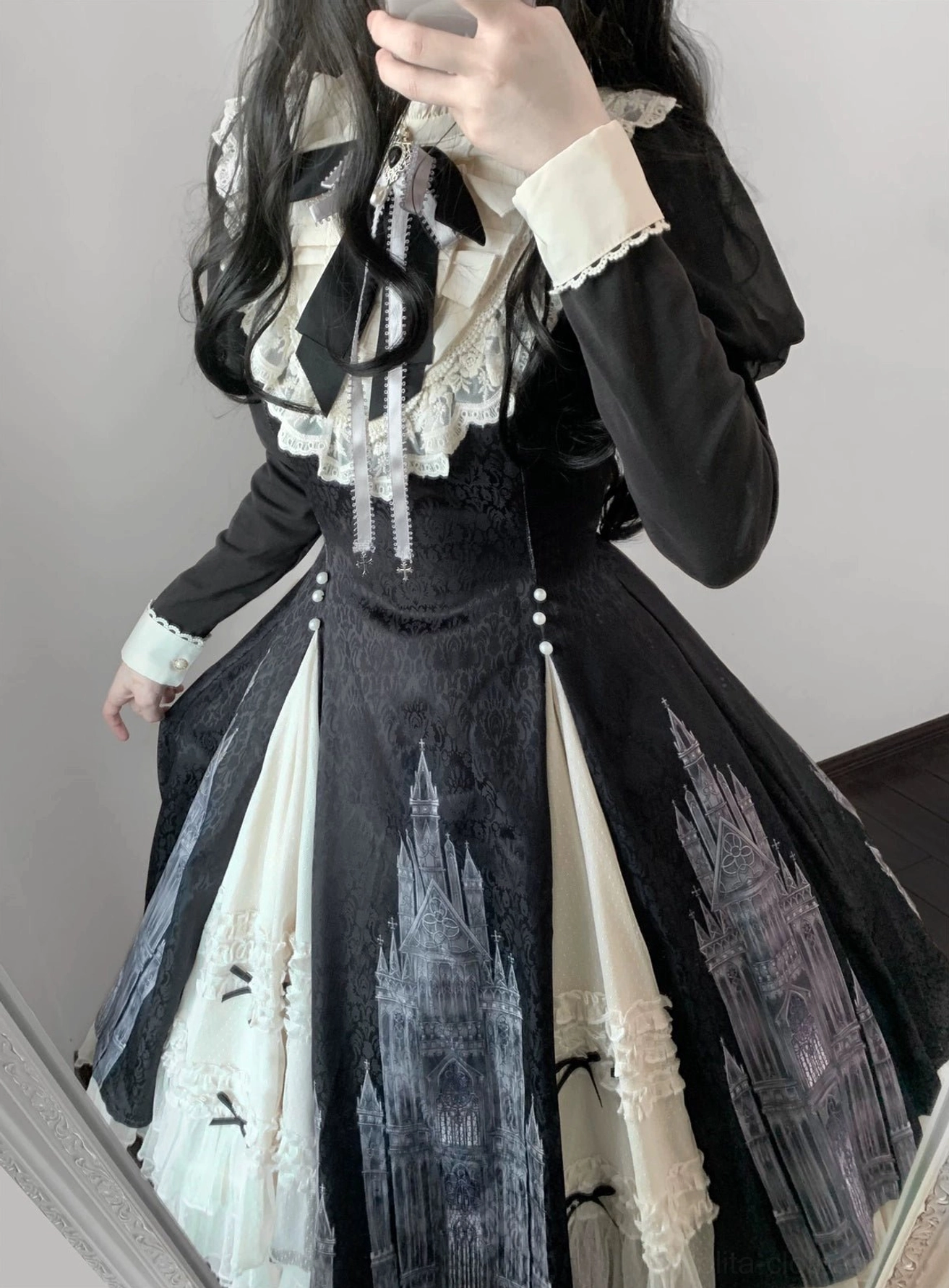 Church Bell gothic lolita OP dress authentic lolita fashion subculture context photograph showing community gathering tea party event styling and wearability