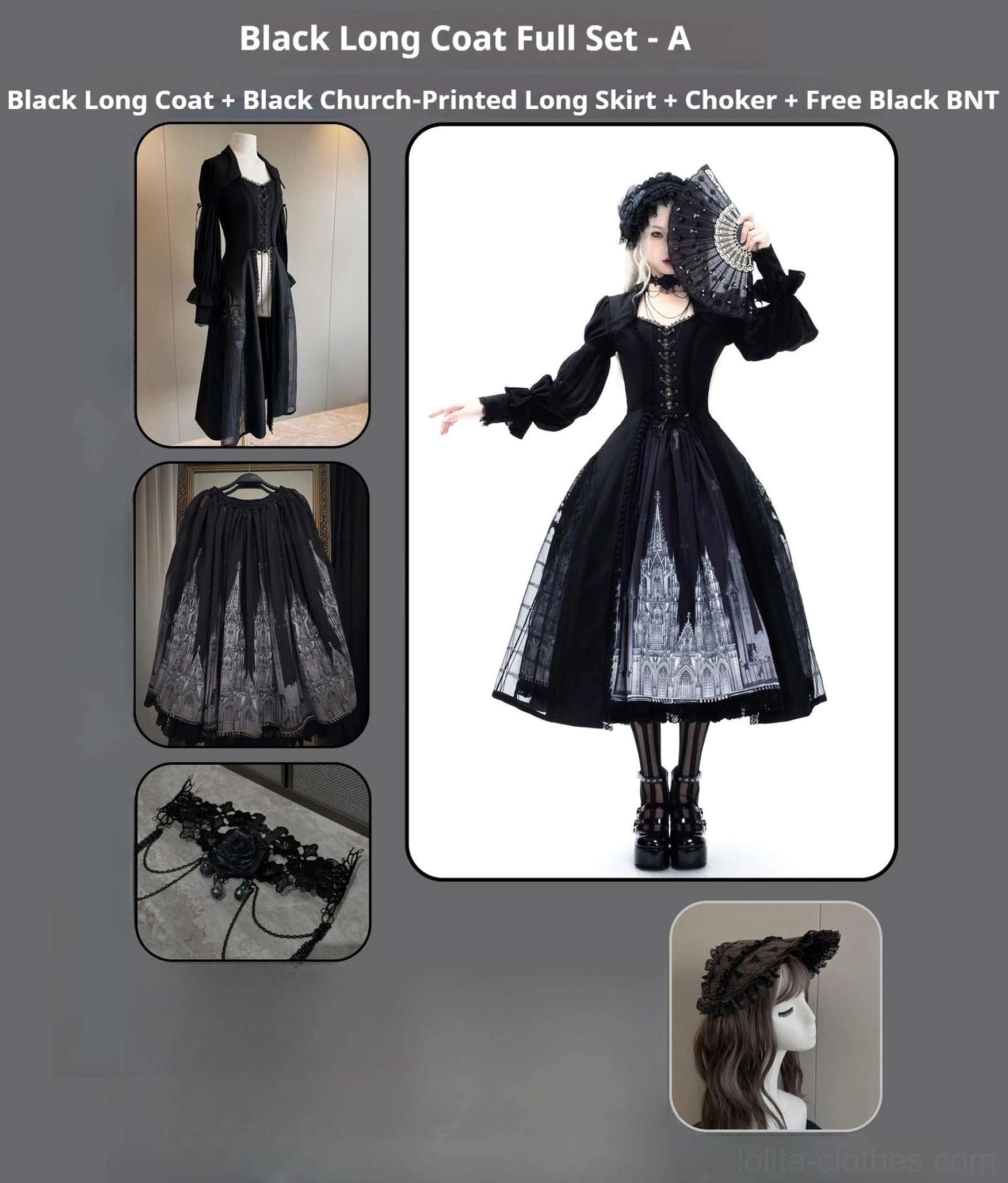 Church print gothic lolita skirt long version lace hem vintage mysterious charm everyday showcase