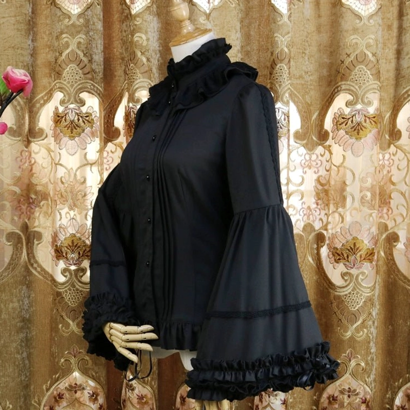 Alternative styling of classic Lolita blouse showing versatile wear options, different coordination possibilities, and adaptatility for various Lolita aesthetic preferences