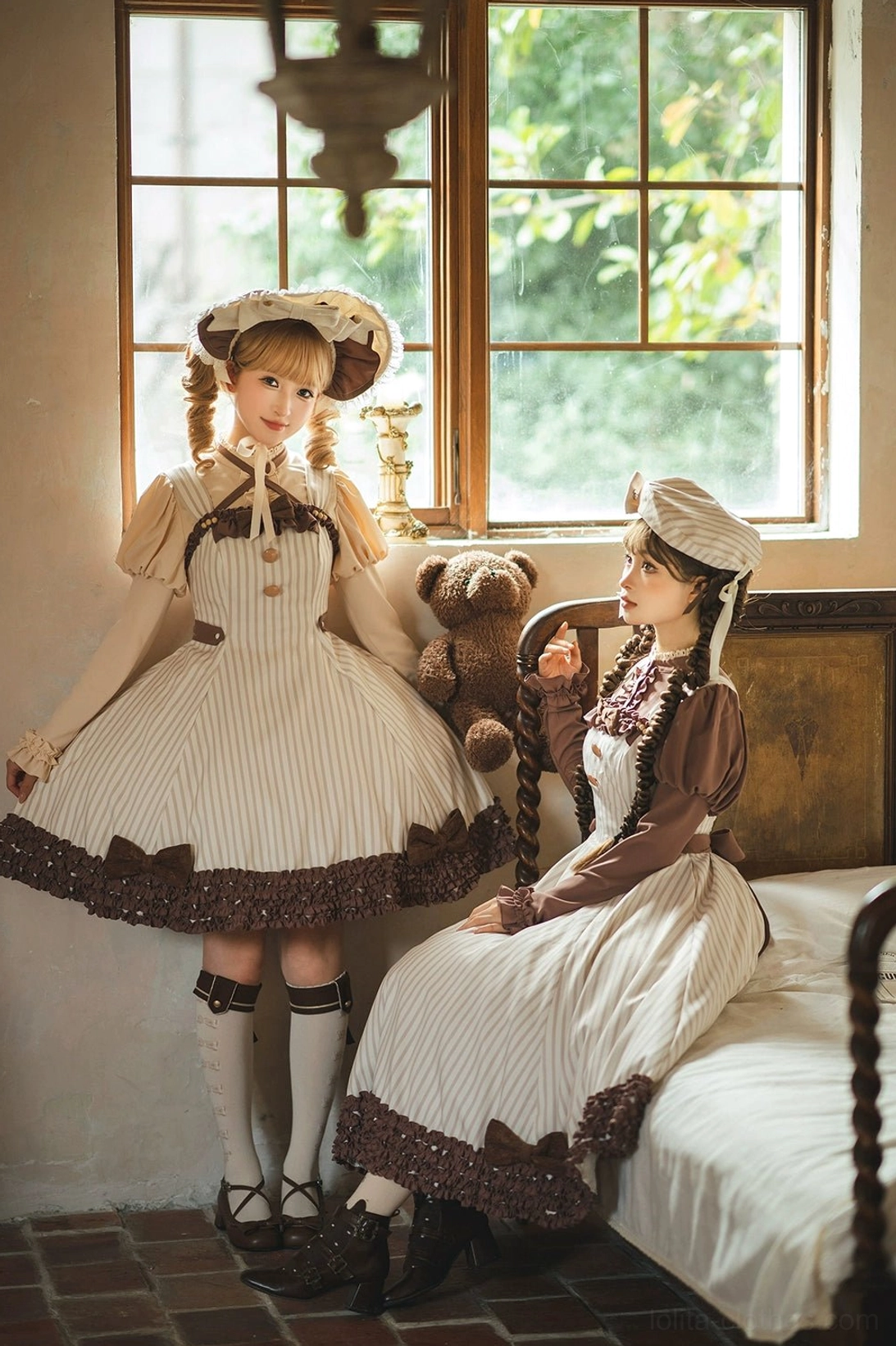 Classic Lolita blouse chocolate brown color quality fabric drape movement blended silk crinkled texture
