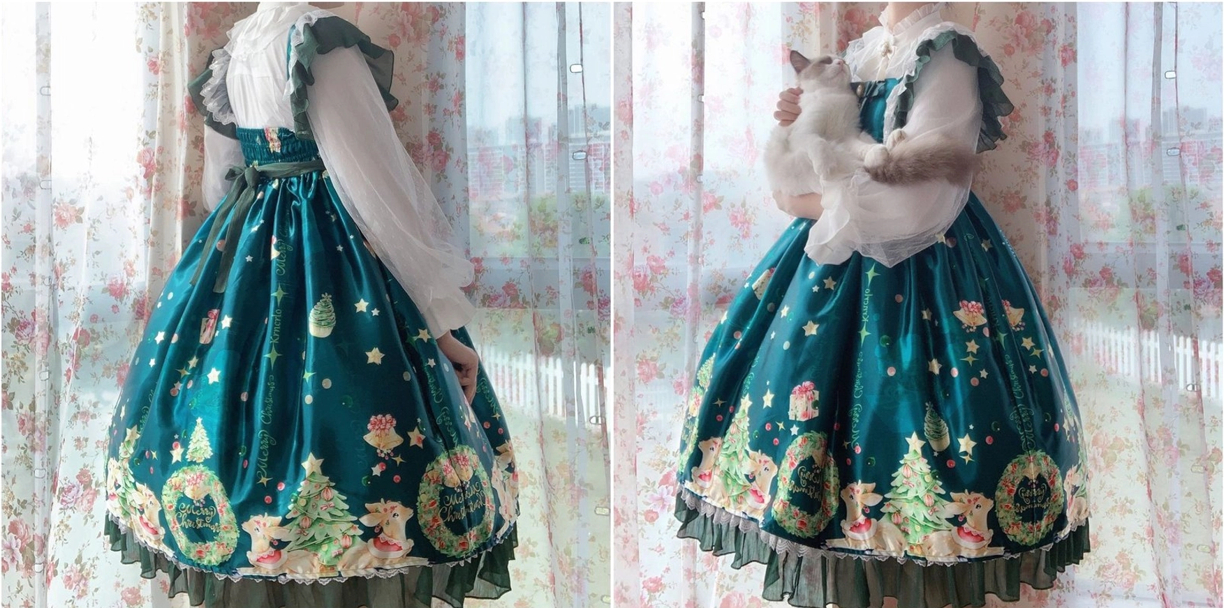 Classic lolita chiffon inner blouse front placket detail pleated lace trim button closure romantic aesthetic
