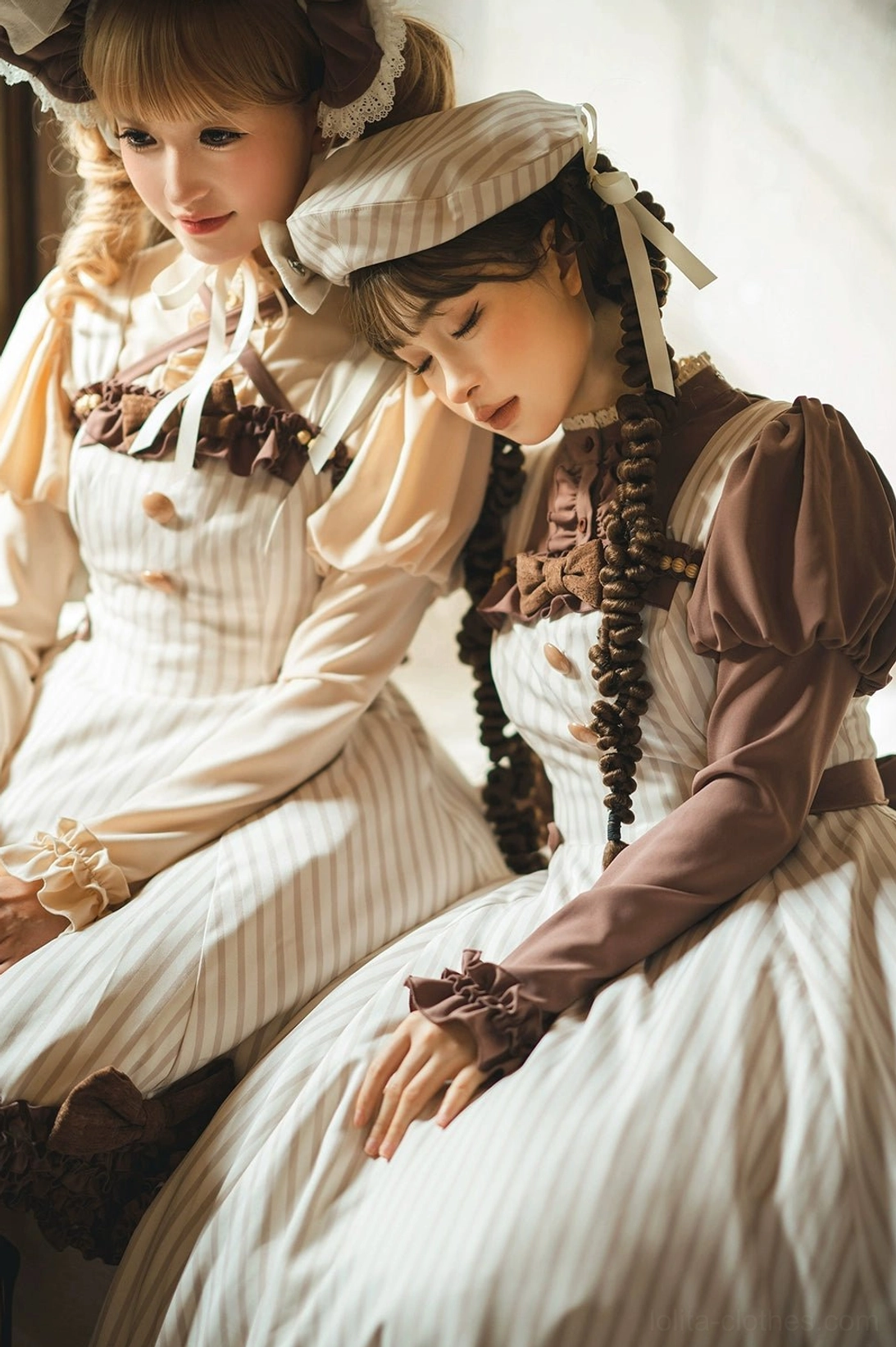 Classic Lolita blouse styling suggestion on mannequin with coordinated skirt tea party ready outfit Victorian inspired