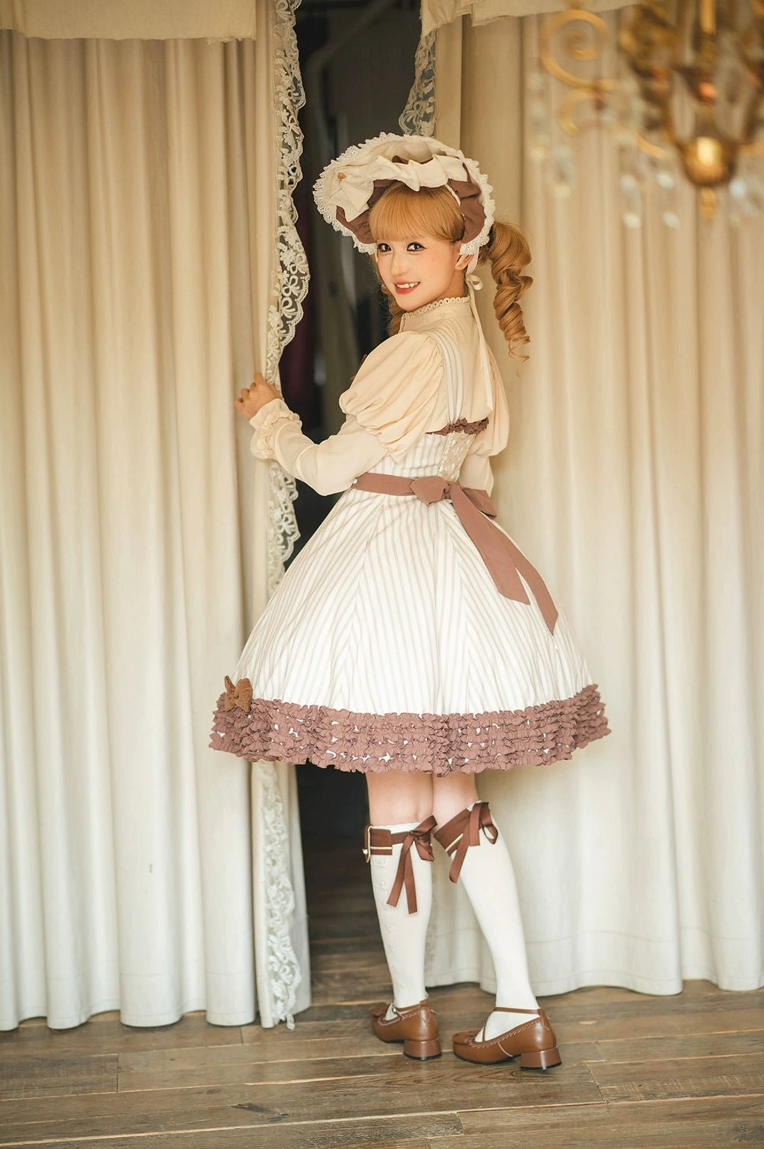 Classic Lolita blouse waist construction tailored silhouette fitted waist seaming detail front view refinement