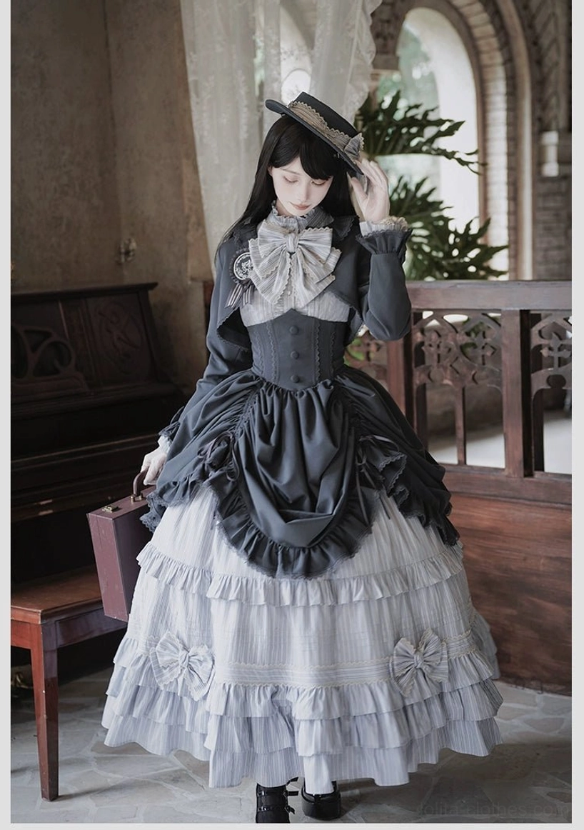 Classic lolita bolero collar detail close-up showing ruffled lace trim scalloped edge refined neckline