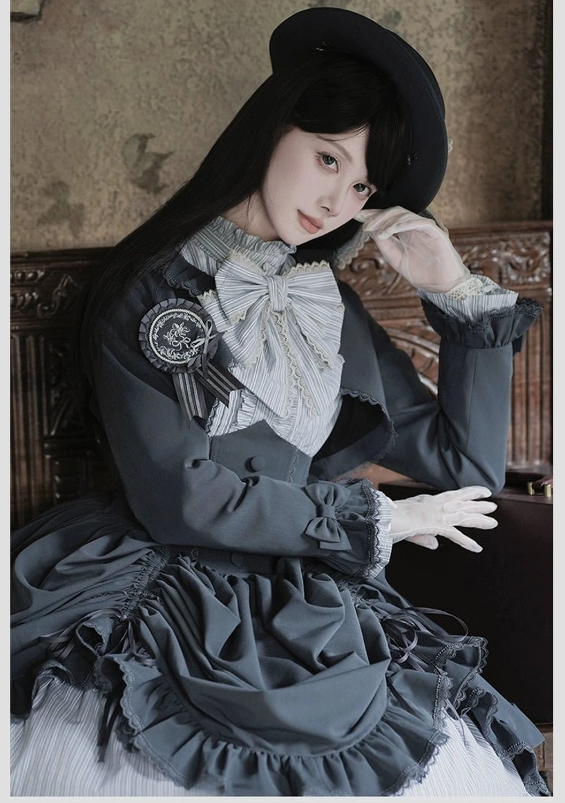 Classic lolita brown bolero back hem showing lace border vintage-inspired edge finishing