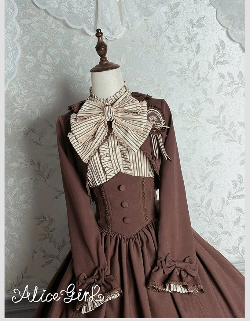 Classic lolita brown bolero care instruction tag showing hand wash dry clean only