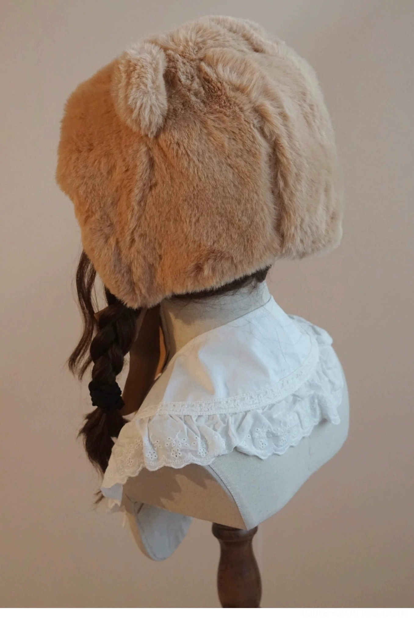 Classic lolita landlord beanie with subtle bear embroidery sophisticated elegant winter headwear