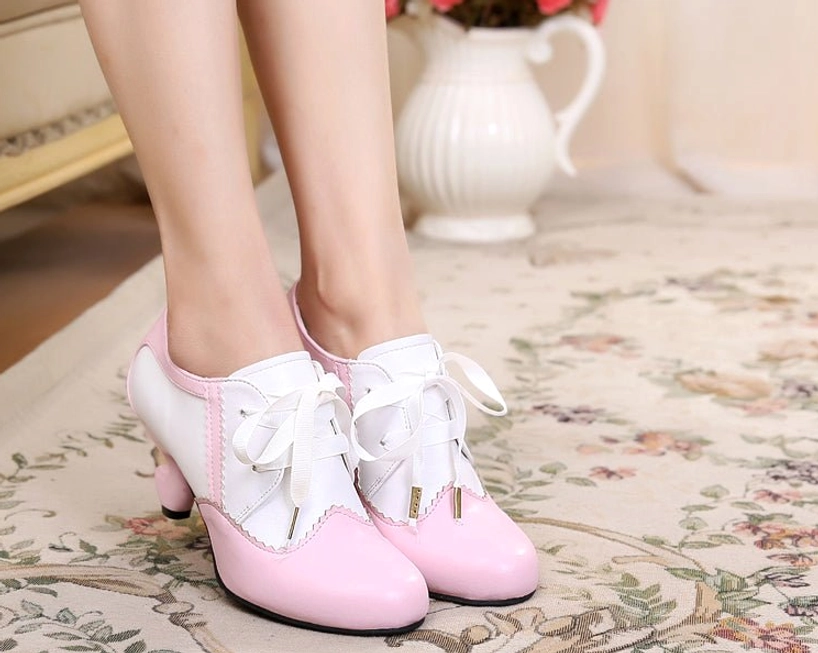 Classic Lolita Mary Jane high heel shoes perfect for diverse coordinate aesthetics, featuring deep mouth design, curved spool heel, and authentic vintage-inspired styling