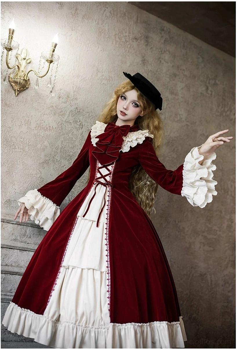 Classic lolita OP dress full hemline 400cm circumference A-line ruffled tier structure detail