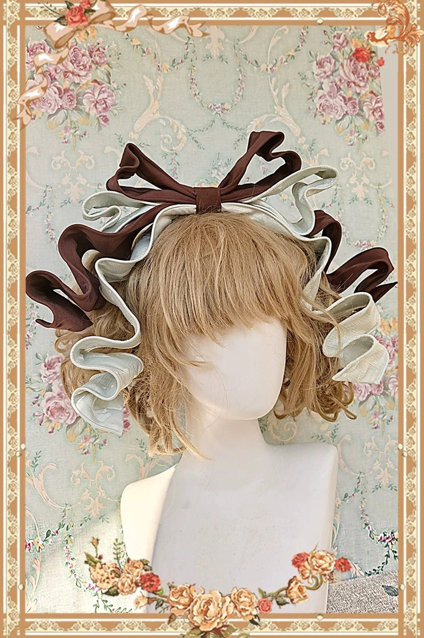 Light blue, brown and black tri-tone lolita OP dress variant showing classic hues reminiscent of antique aesthetics and period literature inspiration