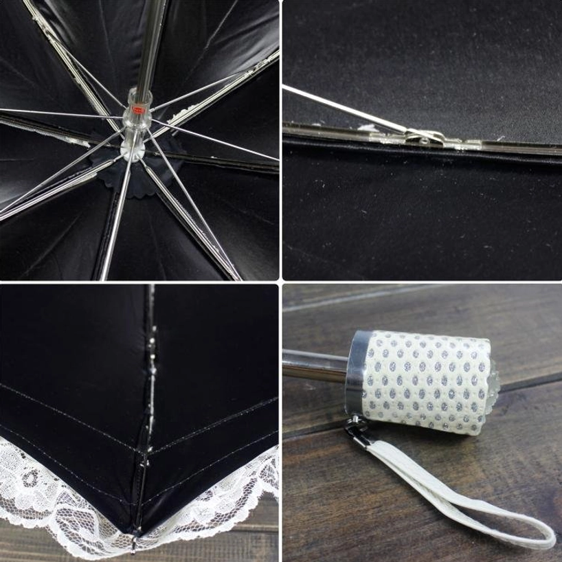 Classic lolita parasol coordination showcasing cream white foldable umbrella with structured lolita outfit in jewel tones and neutral colors, demonstrating sophisticated aesthetic styling