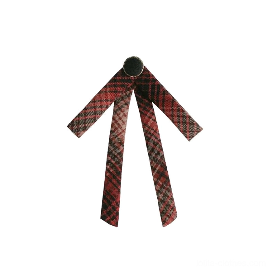 Classic lolita red and black plaid coordinating bow tie with adjustable fit - perfect finishing touch accessory for madeleine JSK ensemble complete outfit coordination